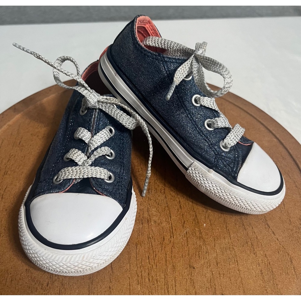 Converse Chuck Taylor All Star Infant 8 Blue Shimmer Denim Sneakers Sz 8 758112F